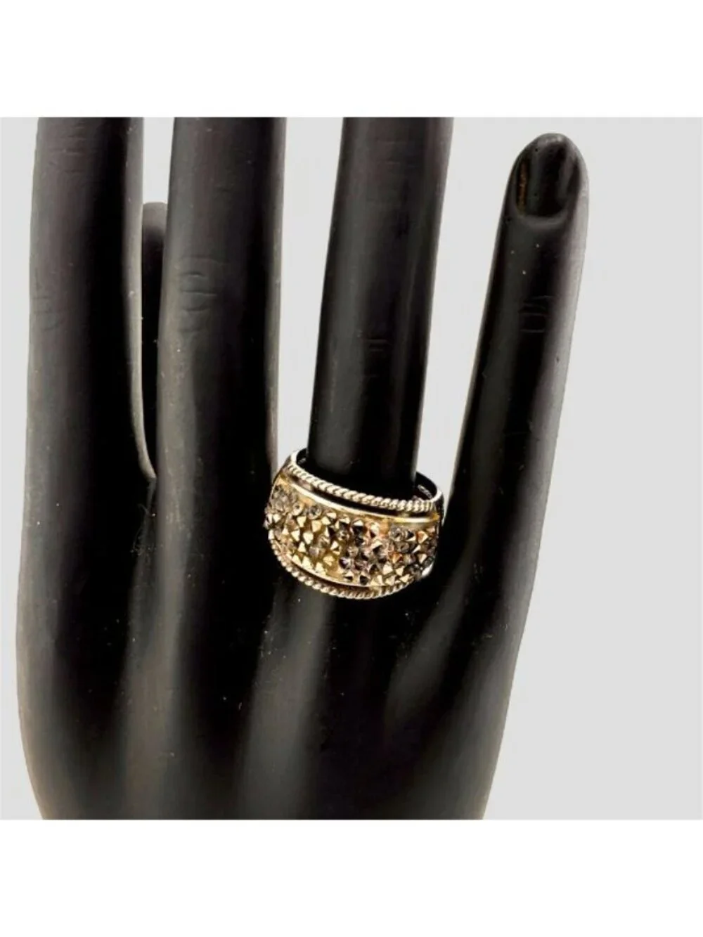 BRIGHTON | Crystal Rocks Marcasite Cocktail Ring | Size 9 Sparkle
